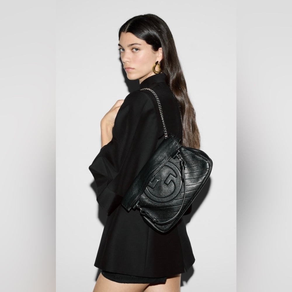 GUCCI Blondie Small Black Leather 2Way Chain Tote Shoulder Bag  $3,890 BNIB